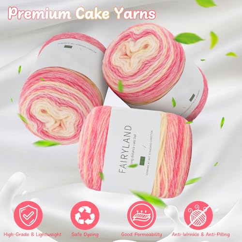 Image of Aeelike 55pcs Double Pointed Knitting Needles with 3 Skeins Super Soft Gradient Cake Yarn 100g (3.52 oz) 245m (267 Yards)
