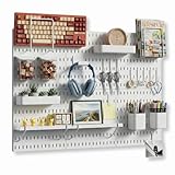 Keepo Stecktafel-Kombinationsset, Stecktafeln und Zubehör, modulare Aufhängung für Wand-Organizer, Bastelorganisation, Ornamenten-Display, Kinderzimmer-Aufbewahrung, Stecktafel (weiß, 84 x 55 cm)