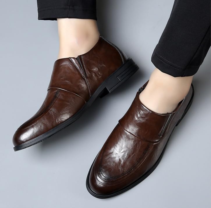 Men's Slip On Pointed Toe Derbys Men Non Slip Classic Formal Work Formal Shoes Business Office Wedding Modern Oxfords Shoes for Men4