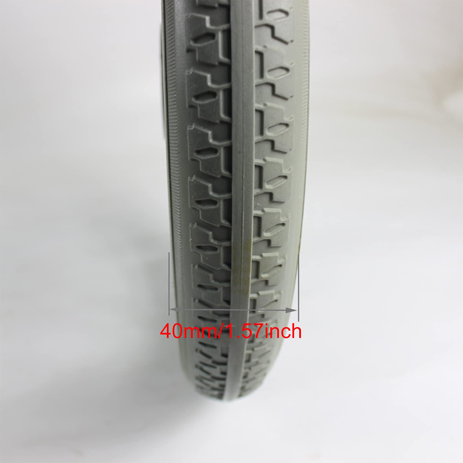 Rueda de Repuesto para Silla de Ruedas, 14 X 1,75 Pulgadas Rueda Trasera Sólida de Repuesto de PU para Ruedas Manuales para Sillas de Ruedas, Gris