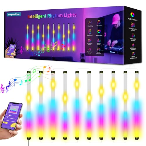 Music Sync LED Wall Lights, 10 Pack Independent Control RGB with App & USB, Beat Activated Lights for Gaming Room, Sensory Room, Party