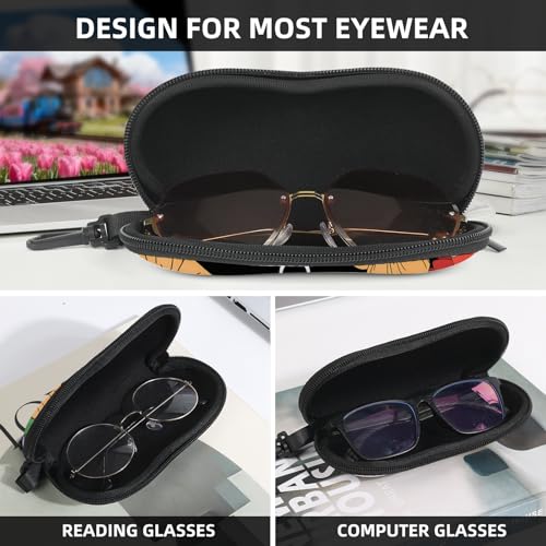 Image of Sunglasses Soft Case, Cute Ultra Light Portable Neoprene Zipper Eyeglass Glasses Case with Belt Clip for Men Women