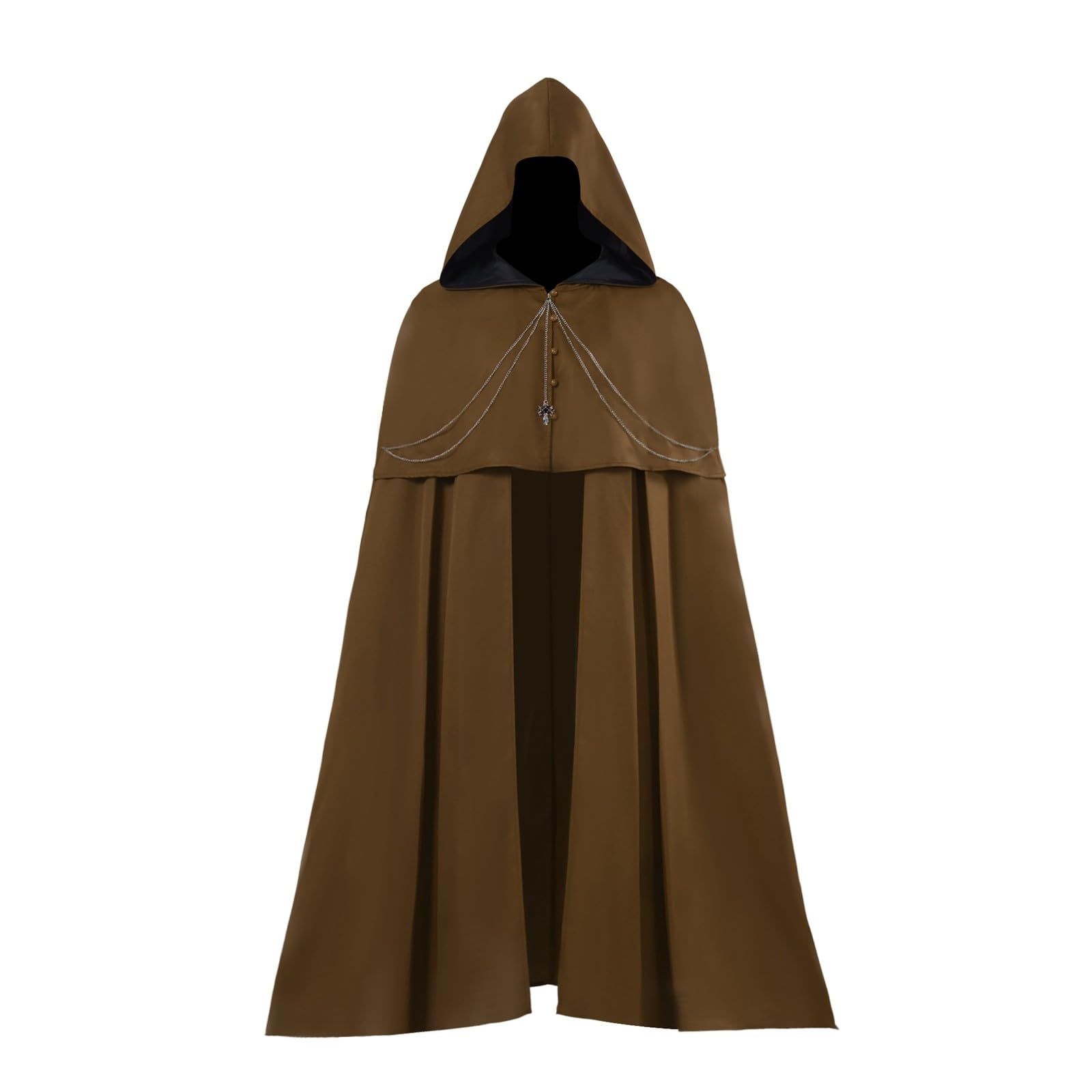 Generisch Mantello medievale da uomo con cappuccio, per adulti, stile retrò, rinascimentale, per Halloween, cosplay, carnevale, costume da strega, costume vichingo, cosplay