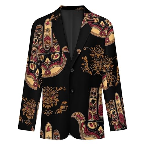 Ornate Amulet Hamsa Hand of Fatima Mens Blazer Lightweight Sport Coat Two Button Suit Jackets4