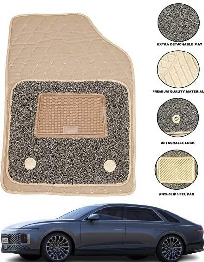 Image of Minansh Foot Mats /Floor Mats Compatible with Suzuki Ciaz 7D Luxury Leather Washable Car Floor Mat (Beige)