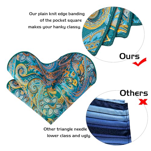 Image of 5PCS Tie and Pocket Square for Men, Silk Necktie and Handkerchief Cufflinks with Gold Ring and Lapel Pin Set