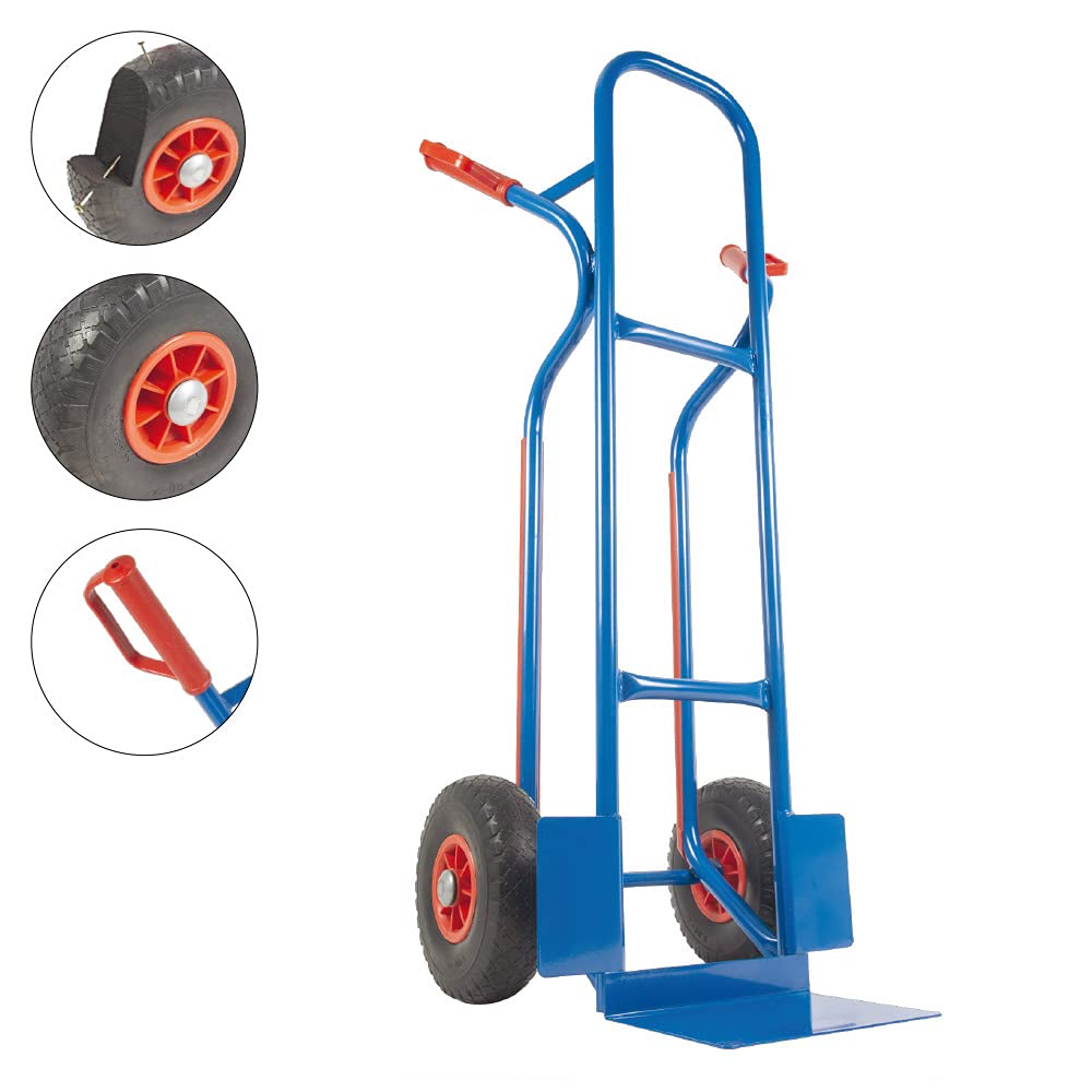 Trestles Profi Sackkarre Sackkarren Vollgummireifen 250kg S04 blau Treppensteiger Transportkarre Treppensackkarre | Stahl | Treppenrutschkufen | Radschutz | große Schaufel | Sicherheitsgriffe