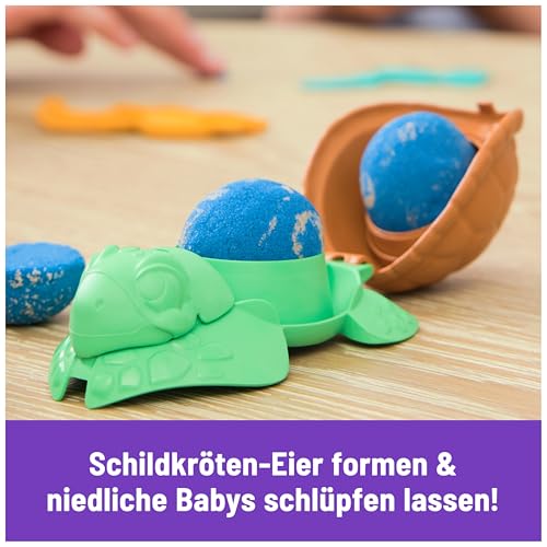 Kinetic Sand Project Planet Schildkröten Spielset - mit 396 g Sand, Schildkröten und 2 Werkzeugen aus 100% recyceltem Kunststoff, für kreatives Indoor-Sandspiel, für Kinder ab 3 Jahren