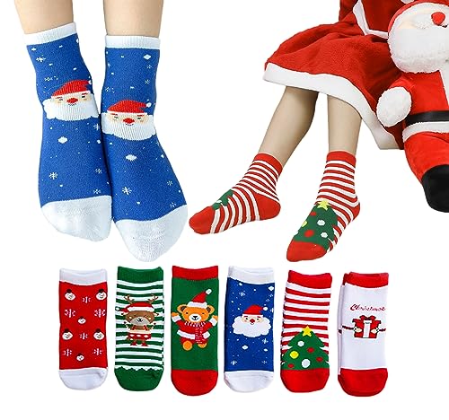 MOVEIF Christmas Socks Cotton Socks Christmas Gift for Baby Boys and Baby Girls Toddler Children Socks 6-12 Pairs (0-1 Years,A-6Pairs)