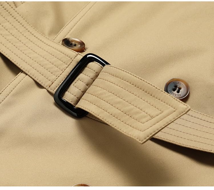 Generico Trench Uomo, Cappotto Mod Di Media Lunghezza, Doppio Petto, Bavero, Giacca Con Cintura, Spesso, Classico, Da Ufficio, Casual, Da Lavoro, Slim Fit, Soprabito