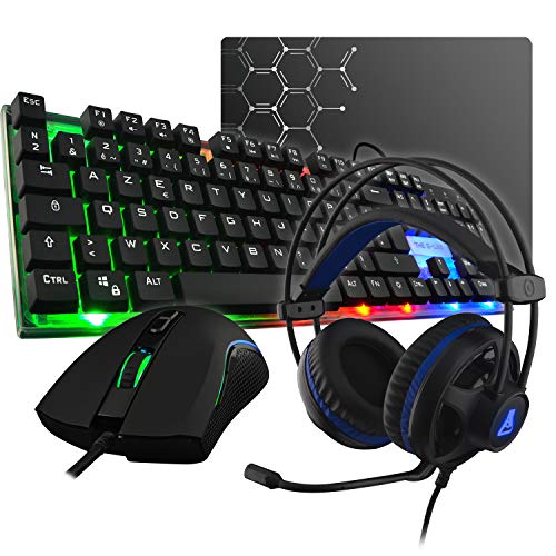 THE G-LAB Combo Gallium E - Ensemble Gaming 4 en 1 - Clavier Gamer AZERTY Rétroéclairé, Souris...