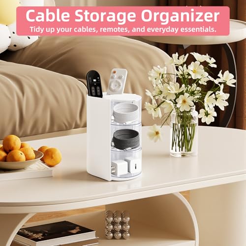 Image of neotidy Hair Accessories Organizer with Hair Brush Holder, Rotating Hair Tie Product Organizer for Girls, 3-Tier Makeup Brush Holder for Clips, Bows & Brushes (White, 3-Tier)