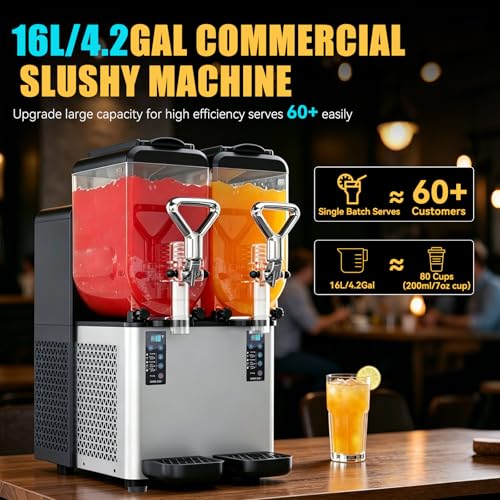 Image of Commercial Slushie Machine, 8L x 2 Dual Tank Margarita Machine