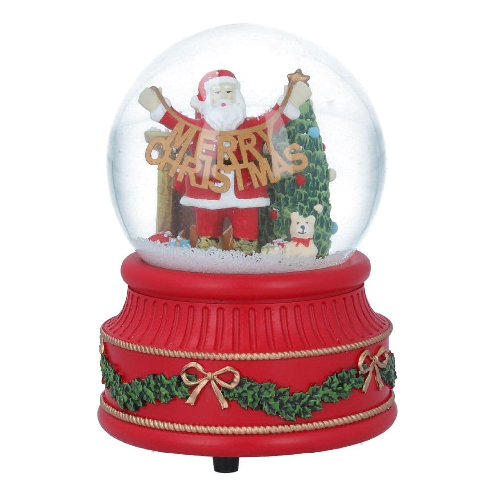 Gisela Graham Santa Merry Christmas Garland Snow Globe