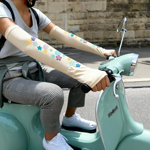 Image of TVARRA Anti-Tan Fingerless Arm Sleeves for Women|UV Protection Hand Cover Sleeves for Bike Riding, Running & Outdoor Use,Dust & Summer Protection Arm Sleeves