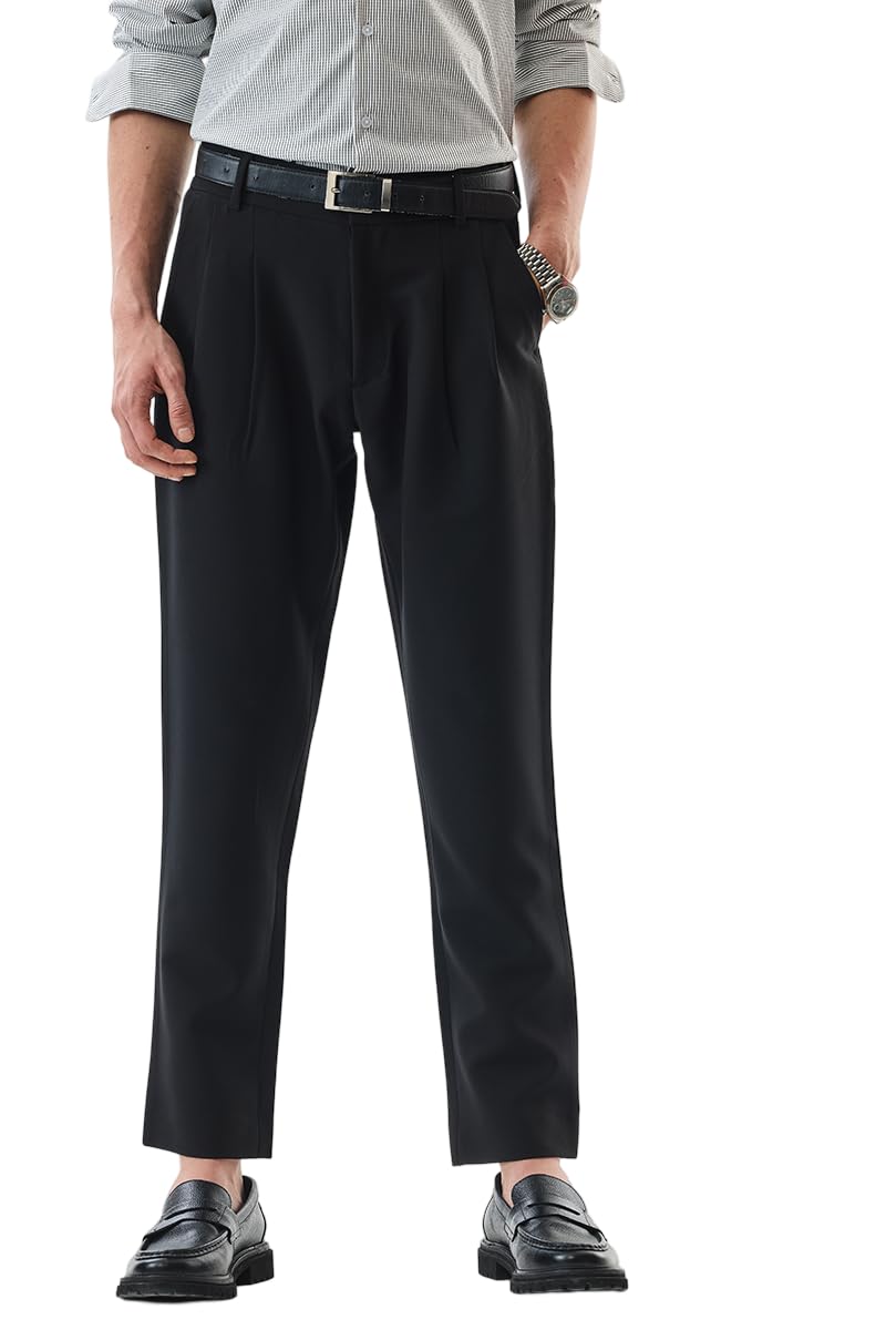 Men Formal Trousers | Slim Fit Pleated Front Design | Durable Polyester Blend with Medium Stretch | Perfect for Office & Formal Occasions-image-42