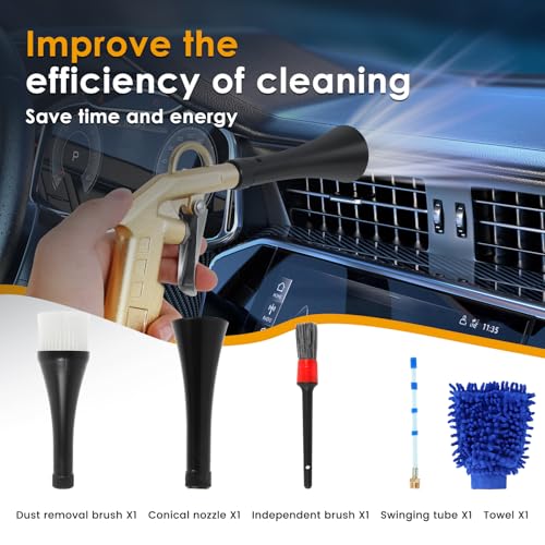 Car Cleaning Gun Detailing Interior Dryer Air Blow Gun, Air Blower for Car Detailing, Air Blow Blower Gun for Detailing, Interior Car Detailing Tools with Nozzle for Vehicle Upholstery Carpet Seat