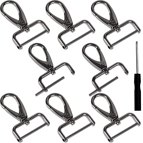 8 Pcs Detachable Swivel Snap Hooks With Screw Bar Replacement D-Rings 2x1.6in for DIY Leather Craft and Purse Hardware