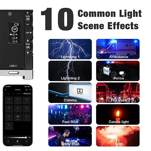 Pixel-G1s-RGB-Video-Light-with-APP-Control-Built-in-12W-Rechargeable-Battery-LED-Camera-Light-10-Common-Lighting-Effects-CRI97-2500-8500K-RGB-Video-Light-with-Aluminum-Alloy-Body
