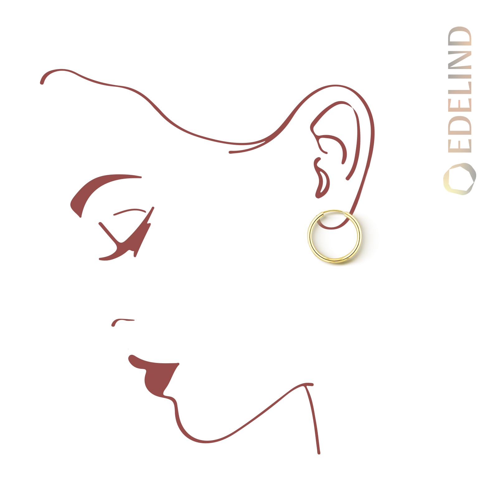 EDELIND Pendientes de aro finos 25mm 8K 9K 14K 18K Oro amarillo Aros de oro para mujer hombre ancho 1.5mm Aretes de mujer con Caja de regalo de joyería