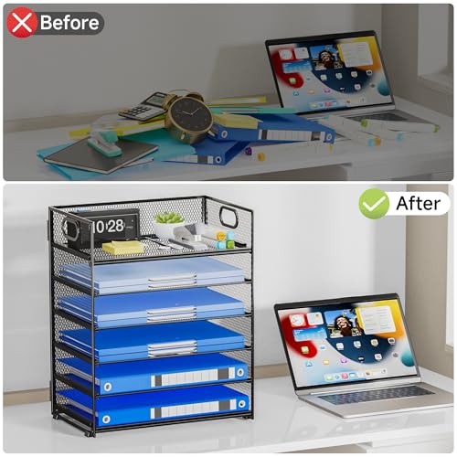 6 Tier Desk File Organizer - Black