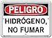 VESTIL DANGER SIGN SI-D-12-A-AL-040-S ALUMINUM .040" overall size 10.5"W x 7.5"H Hydrogen No Smoking HIDR?GENO, NO FUMAR