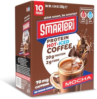 Smarter Snacks Protein Coffee, Mocha, Hot-Iced High Protein Coffee, 10/box