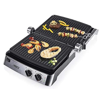 Multi Kontaktgrill 180°, mit Edelstahl Grillzange & abnehmbaren Platten, 2 Thermostate 2000Watt 29x23cm – Bild 6