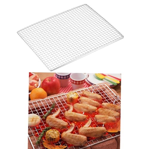 Generisch Parrilla rectangular de acero inoxidable, 30 cm/40 cm/45 cm, parrilla de acero inoxidable para camping, picnic, jardín, distribución uniforme del calor y fácil limpieza