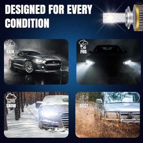 Image of H7 300W Car LED Headlight Bulbs Hi & Lo Beam 30,000LM, 6500K Cool White | Driving Night Vision | Car Accessories | 2 Years Warranty (Pack of 2) (Cool White) (300W, H7)