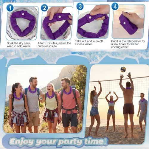 Image of Cozypower 6 Pcs Cooling Neck Wraps with Button Cooling Bandana Neck Cooler Scarf for Hot Weather Ice Neck Wrap Summer Outdoor