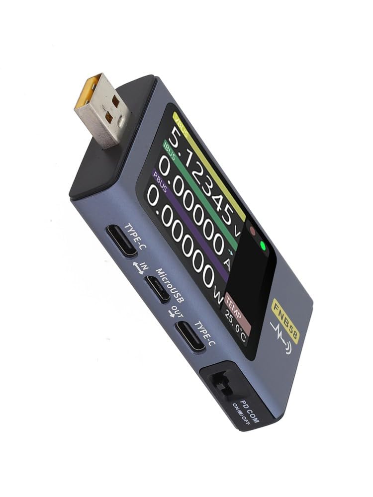 1 medidor de voltaje FNB58 USB tipo C Multifunción Fast Charge Tester QC/PD Decoy Test Meters with APP Control