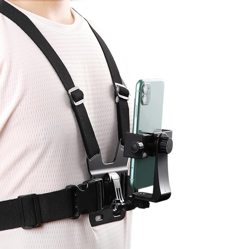 Chest Strap Mount Harness Chesty Cellphone Holder Compatible with iPhone, Samsung, GoPro Hero 12, 11, 10, 9, 8, 7, (2018), 6, Hero Black, Session, Xiaomi Yi, SJCAM