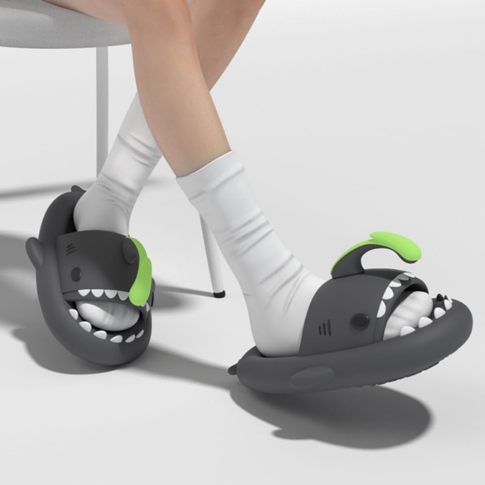 Generisch Claquettes de requin de pêche pour adultes - Matériau EVA respectueux de l'environnement - Bout ouvert confortable - Pour douche, piscine