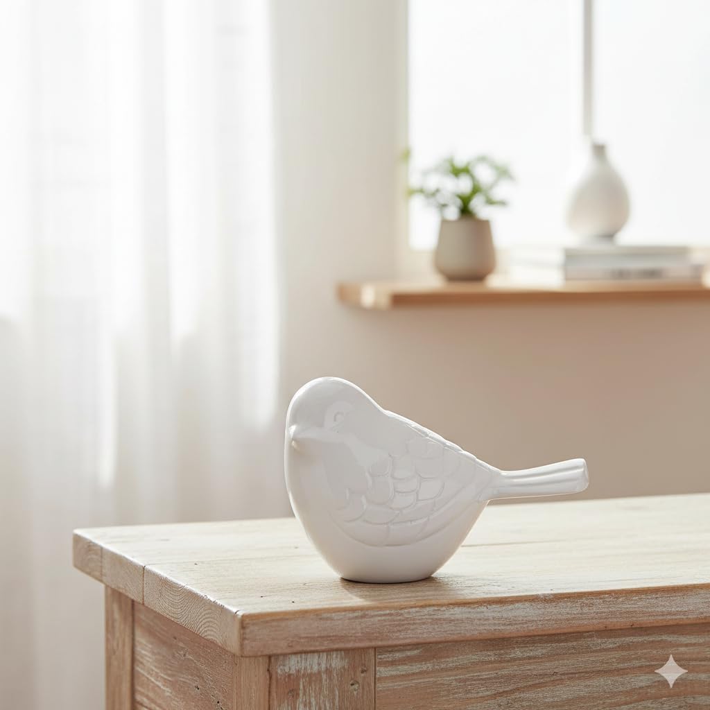 THE Homes Good White Song Bird Keepsake Urn Durable Aluminium Cremation Memorial - Handcrafted Funeral Urn (4.75" L x 3" W x 3" H)