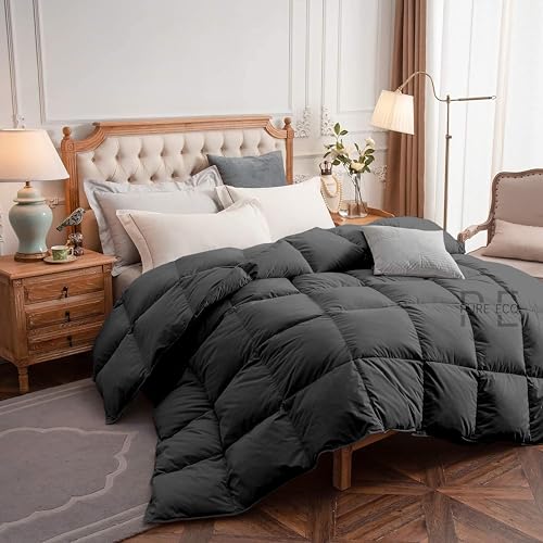 Image of PURE ECO 300 GSM Comforter for Single Size - Luxury & Soft Microfiber 300 GSM Comforter for Winter - Duvet /Blanket Single Size (60 inchX90 inch) - Dark Grey Color