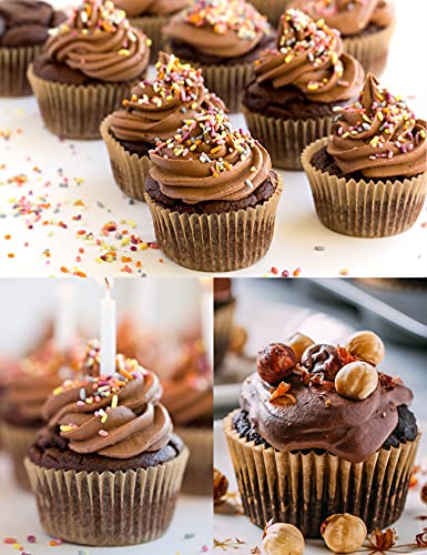 Gifbera Jumbo Cupcake Liners Greaseproof Paper 200 Count - Food Grade Odorless Muffin Baking Cups Cupcake Wrappers For Wedding Birthday, Natural #TOP3