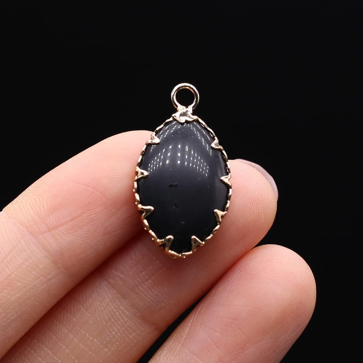LHJ 10 Pcs Natural Stone Pendants Polished Oval Shape Hollow Edge Crystal Agate Charms for Jewelry Making Necklace Bracelet Earrings - Image 9