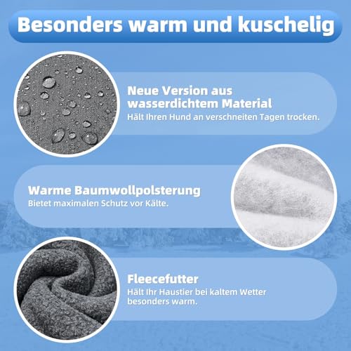 SlowTon Wintermantel für Hunde, Warmes Futter aus Polar Fleece Außenjacke für Hunde mit Rollkragenschal Reflexstreifen Einstellbar Wasserdicht Winddicht Welpenweste Weiches Haustier