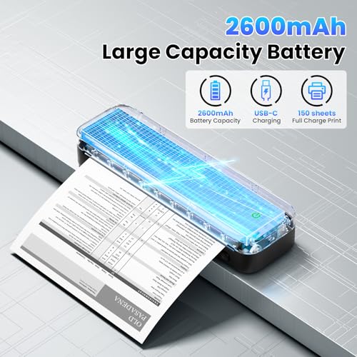 Phomemo Portable Printers Wireless for Travel, M832 Inkless Bluetooth Thermal Printer Support 8.5'' x 11'' US Letter & A4 Size, Compatible with iPhone Android Laptop for Mobile Office Home, with Case