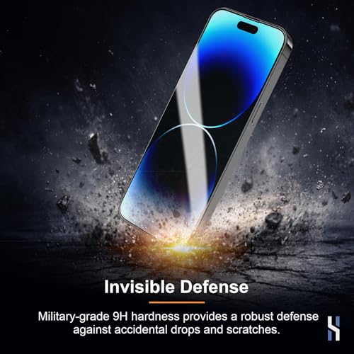 Image of Tempered Glass for iPhone 14 Pro (6.1 Inch) Military Grade 9H Screen Guard, Anti-Scratch, Shatterproof, Edge-to-Edge Full Coverage - Black Border