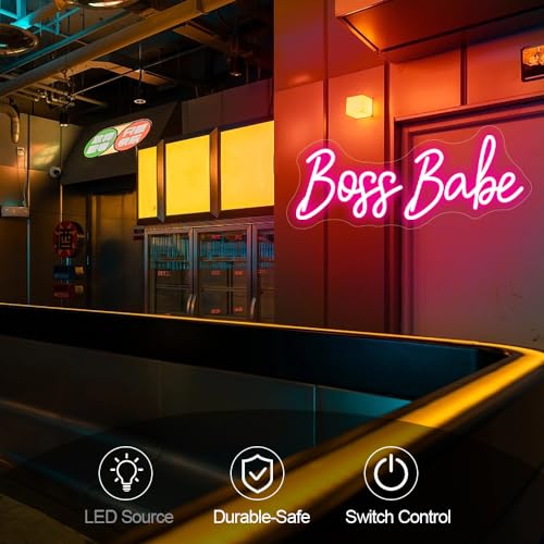 Image of Pink Boss Babe Led Neon Light Sign for Wall Decor Sign Girls Lady Bedroom Home Light Up Sign Wedding Birthday Christmas Bestie Best Boss Gifts USB (15.7x7in)