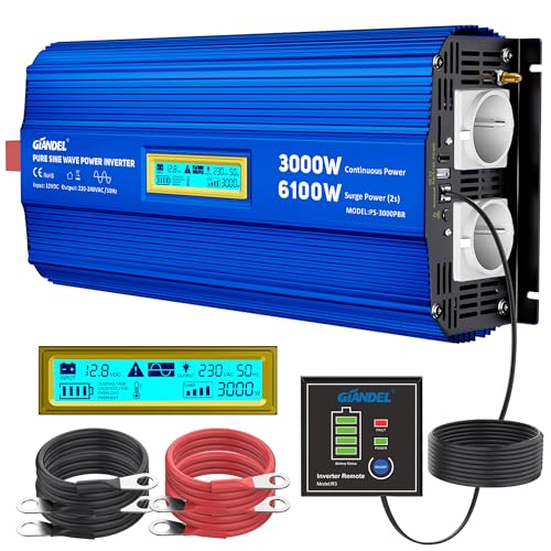 【Telecomando & Caricabatterie USB ad alta velocità】Il telecomando 4P4C RJ10 è più comodo per accendere / spegnere l'inverter a distanza. PD 30W e QC 3.0 due diversi tipi di USB sono molto comodi per noi, smartphone, dispositivi di intrattenimento, piccoli dispositivi e altri dispositivi mobili, come luci di emergenza, televisori, laptop, tablet, ecc. per caricarli e farli funzionare.