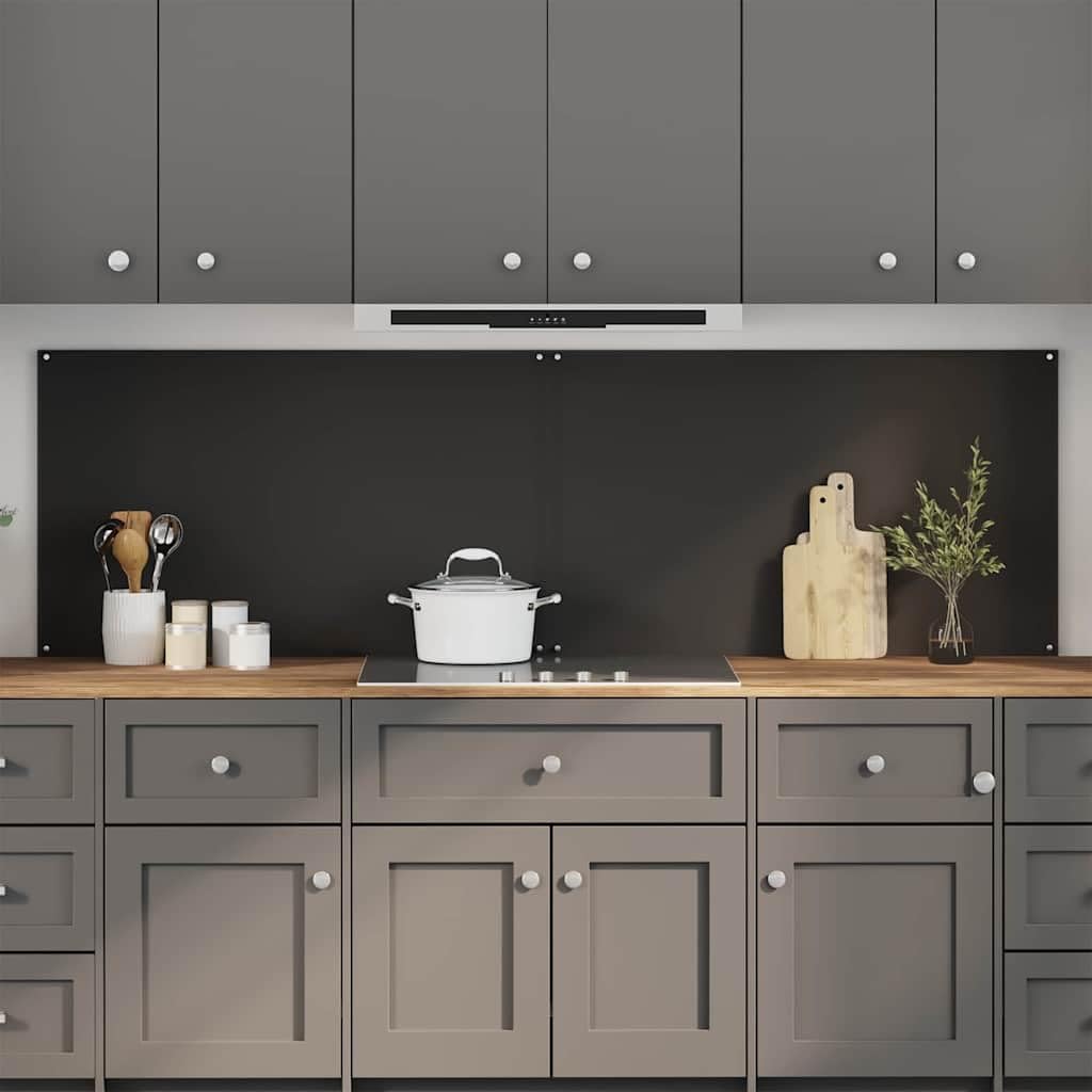 Generisch Küchenrückwand 2 pcs Schwarz 100 x 60 cm Gehärtetes Glas,Heim Garten,Küche Esszimmer,Küchenhelfer -utensilien-3415442