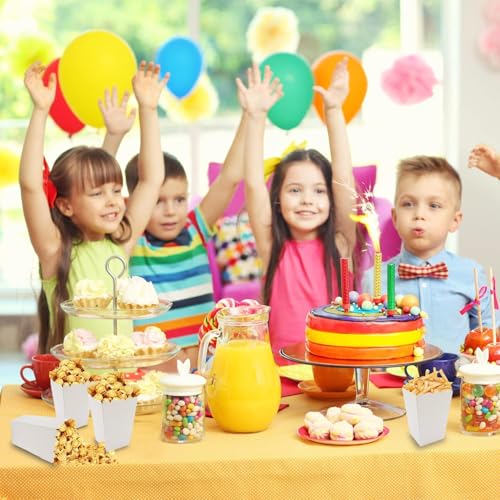 60 Weiße Popcorn-Boxen, Klein, Candy Bar Tüten Popcorntüten Weiß,Popcorn Tüten Weiß,Pappe für Snacks Süßigkeitenbehälter Partytüten für Filmabend Kino Snack Retro Party Geburtstag Hochzeit Geschenk