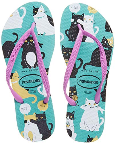 Chinelo, Havaianas, Slim Pets, Verde Orvalho, 33/34, Feminino