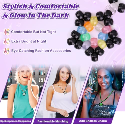 3/6Pcs Colorful Star Rave Kandi Necklace Stretch Y2K Beaded Necklaces Plastic Charm with Lobster Clasp Rave Jewelry EDM Party Favor for Friends Music Party Festival Costume ——Rainbow/Glow In The Dark4