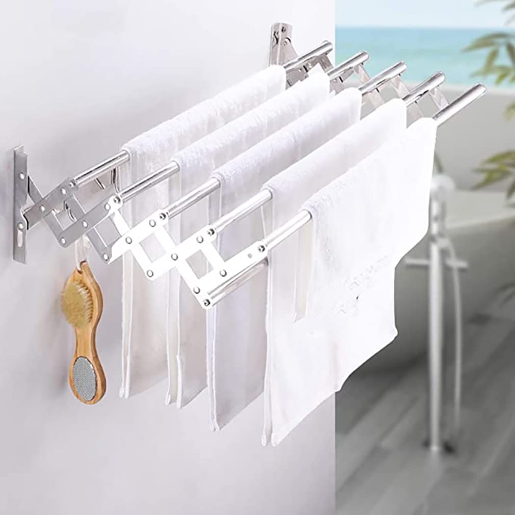 Wand Wäschetrockner Wetterfest Edelstahl Rostfrei Scherenwäschetrockner Wäschetrockner Für Badezimmer Terrasse Und Balkon (Color : Silver, Size : 40cm/15.7in)