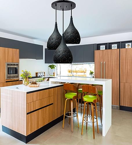 Image of Avior Black Finish Round Cluster Aluminum Dome Hanging Light Pendant Lamp (Model 5)(AC /DC)