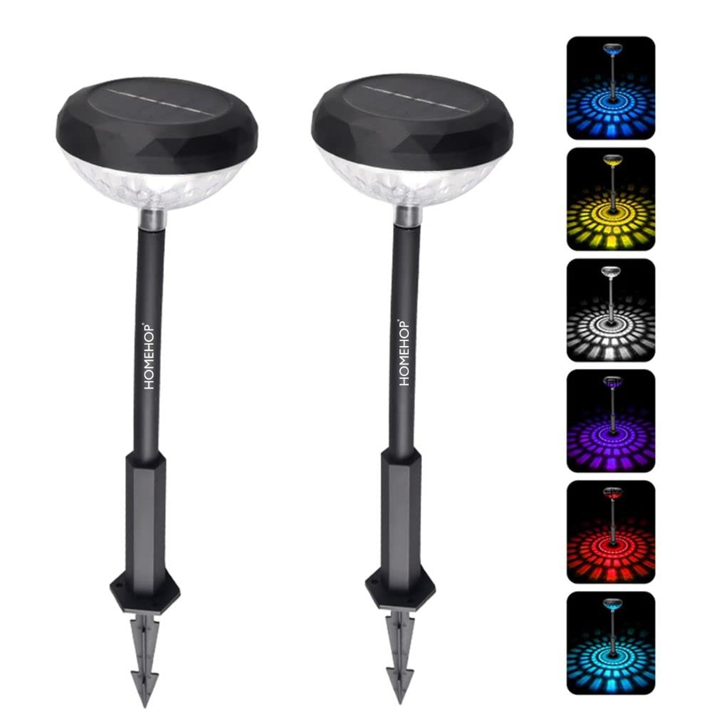 Homehop Solar Garden Lights Waterproof Landscape Automatic Bollard Lawn Pathway Flickering LED Lamp for Home Outdoor (Multi-Color, ABS, Combo Pack of 2) (B0C1KHD3RT) Amazon Price History, Amazon Price Tracker